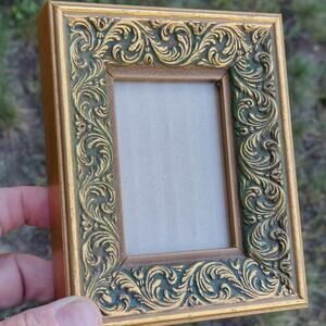 VTG gold gilt ornate wooden frame small desk